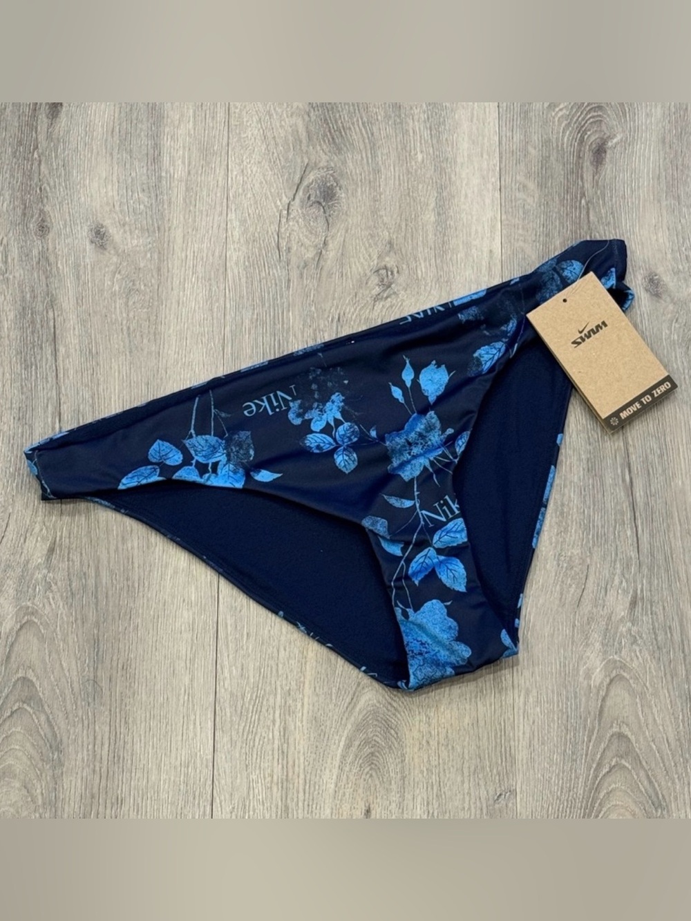 Nike Dark Blue Logo & Floral Design Summer Vacation Bikini Swimsuit Bottom